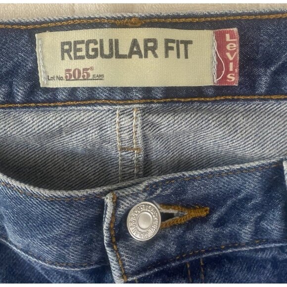 Levis 505 Regular Fit Jeans Mens W36 L30 Blue Denim - Picture 3 of 16